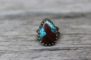 Teardrop Turquoise Ring Lava Stone