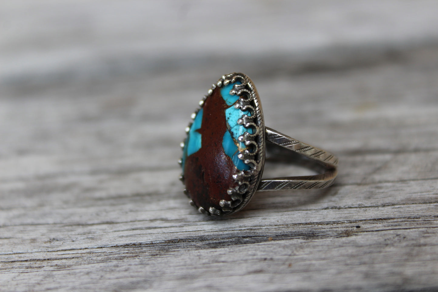 Teardrop Turquoise Ring Lava Stone