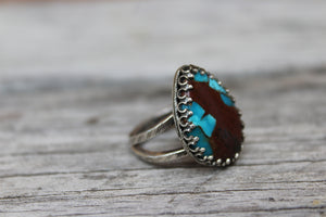 Teardrop Turquoise Ring Lava Stone