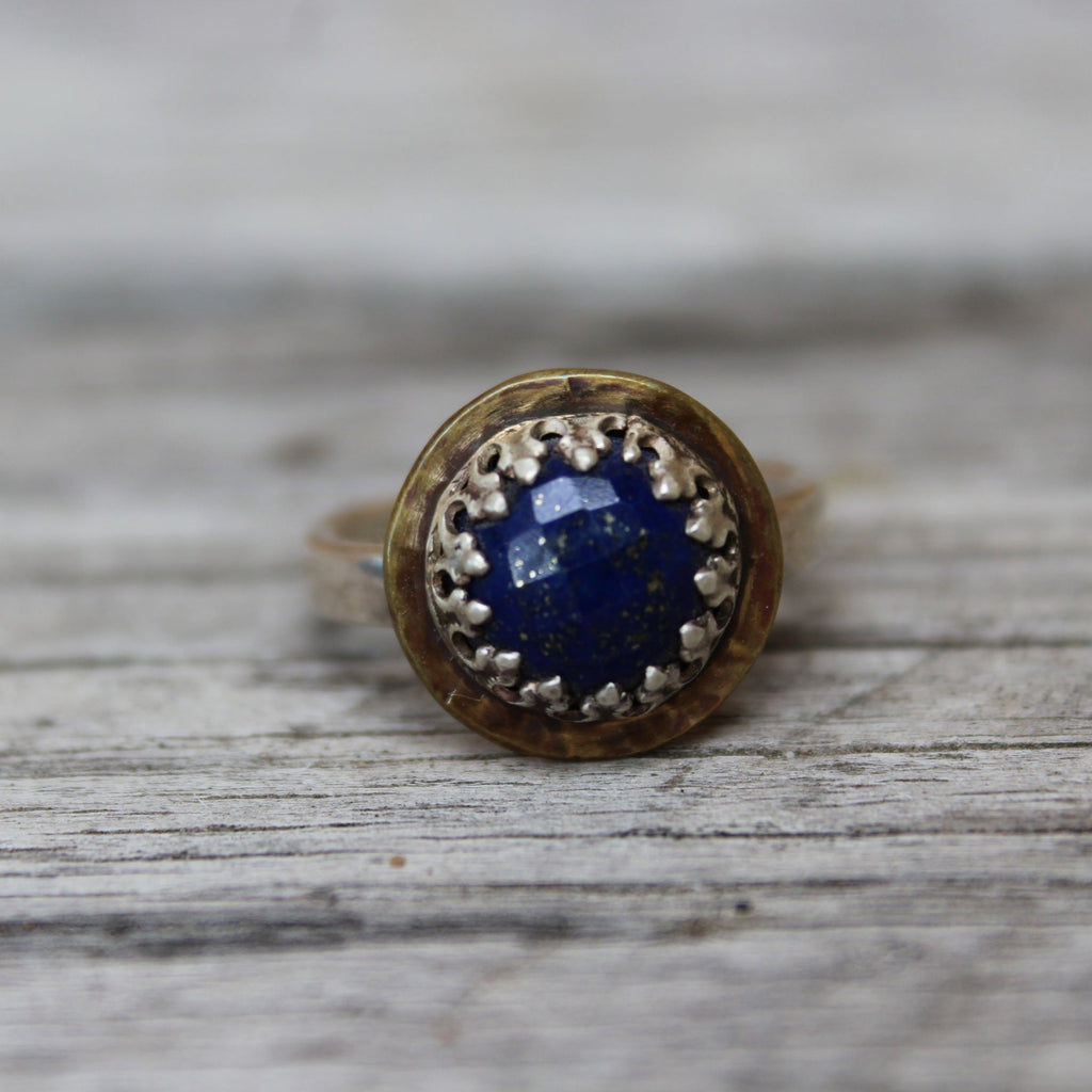 Royal Blue Lapis Mixed Metal Ring