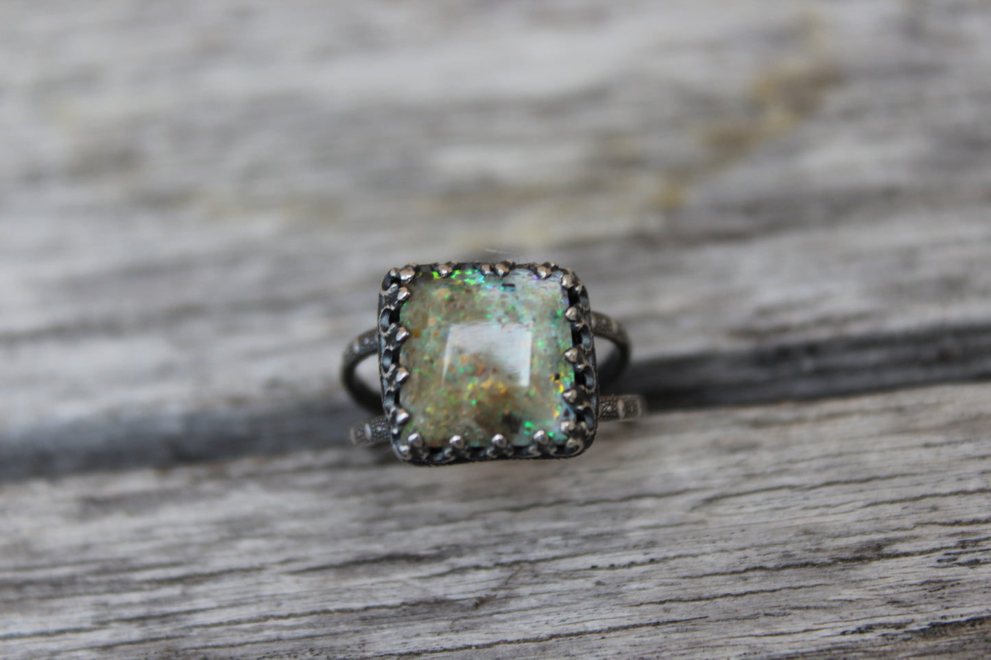 Square Louisiana Opal Ring