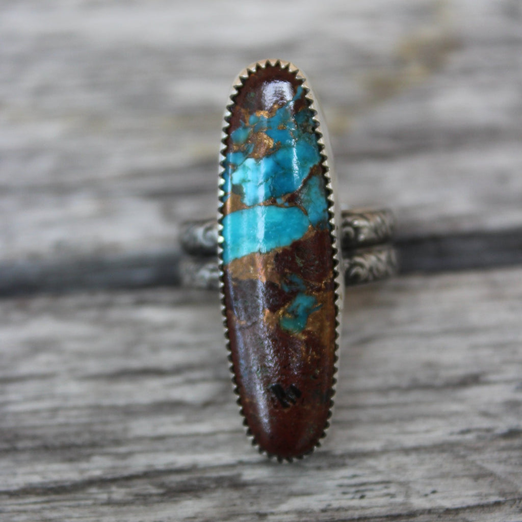 Large Turquoise Ring Lava Stone