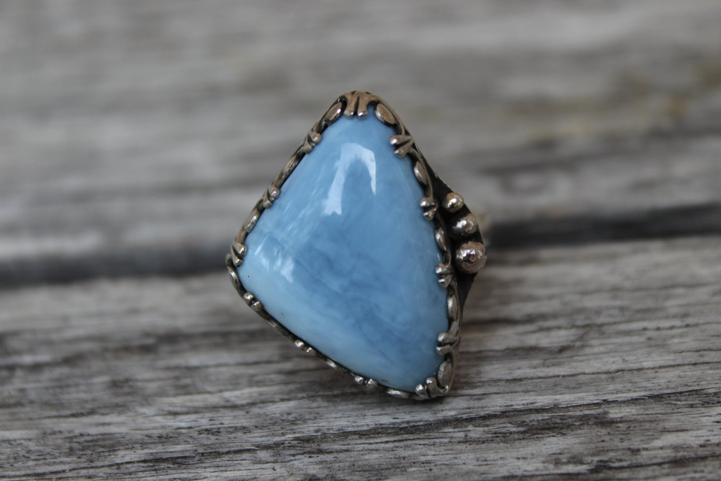 Sterling & Natural Blue Opal Ring