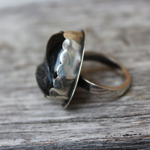 Onyx Druzy and Sterling Ring