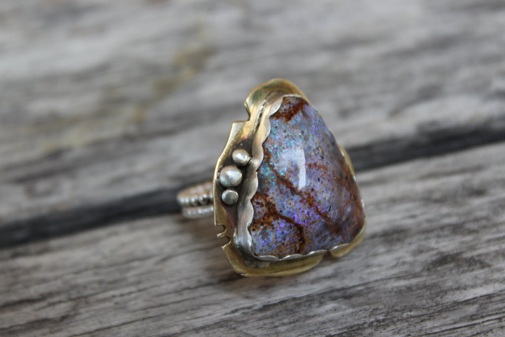 Louisiana Opal Ring Two Toned