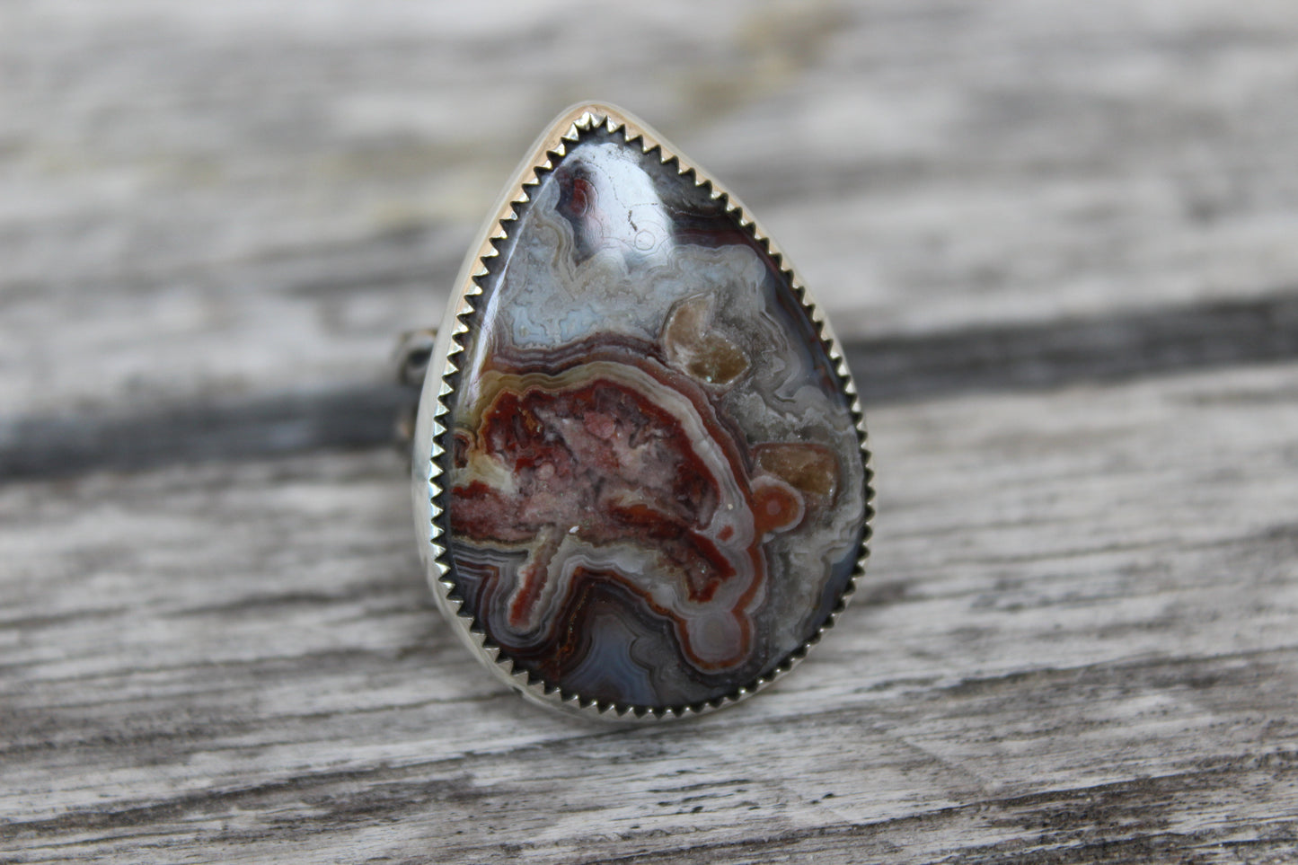 Large Agate Teardrop Ring