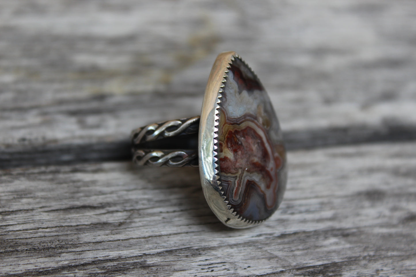 Large Agate Teardrop Ring