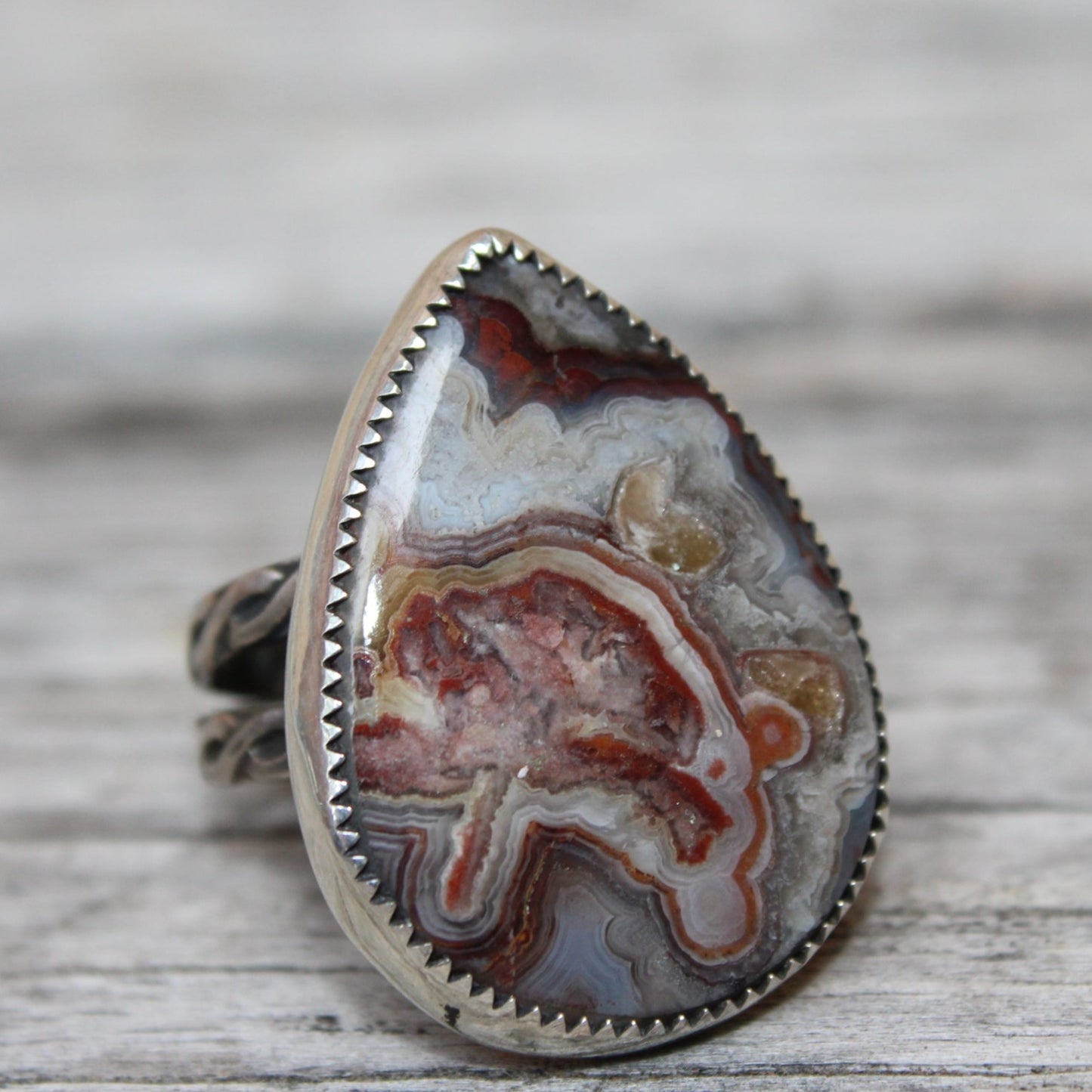 Large Agate Teardrop Ring