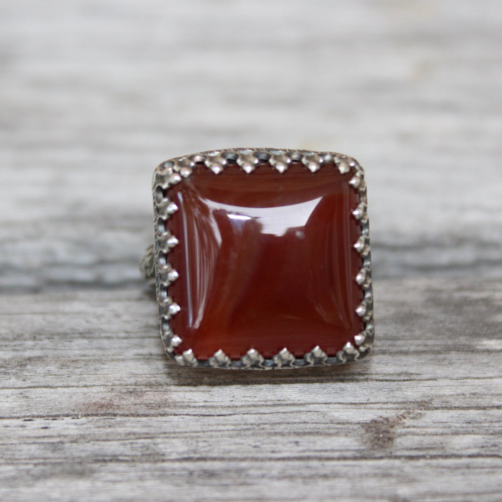 Square Carnelian Sterling Ring