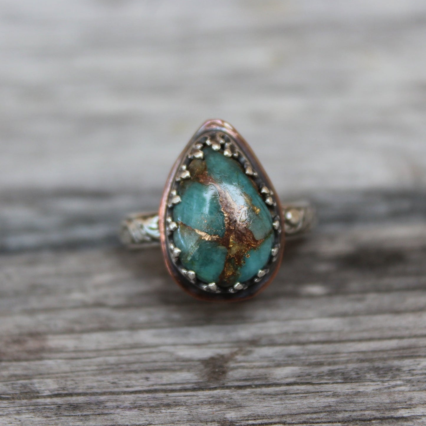 Teardrop Amazonite and Sterling Ring