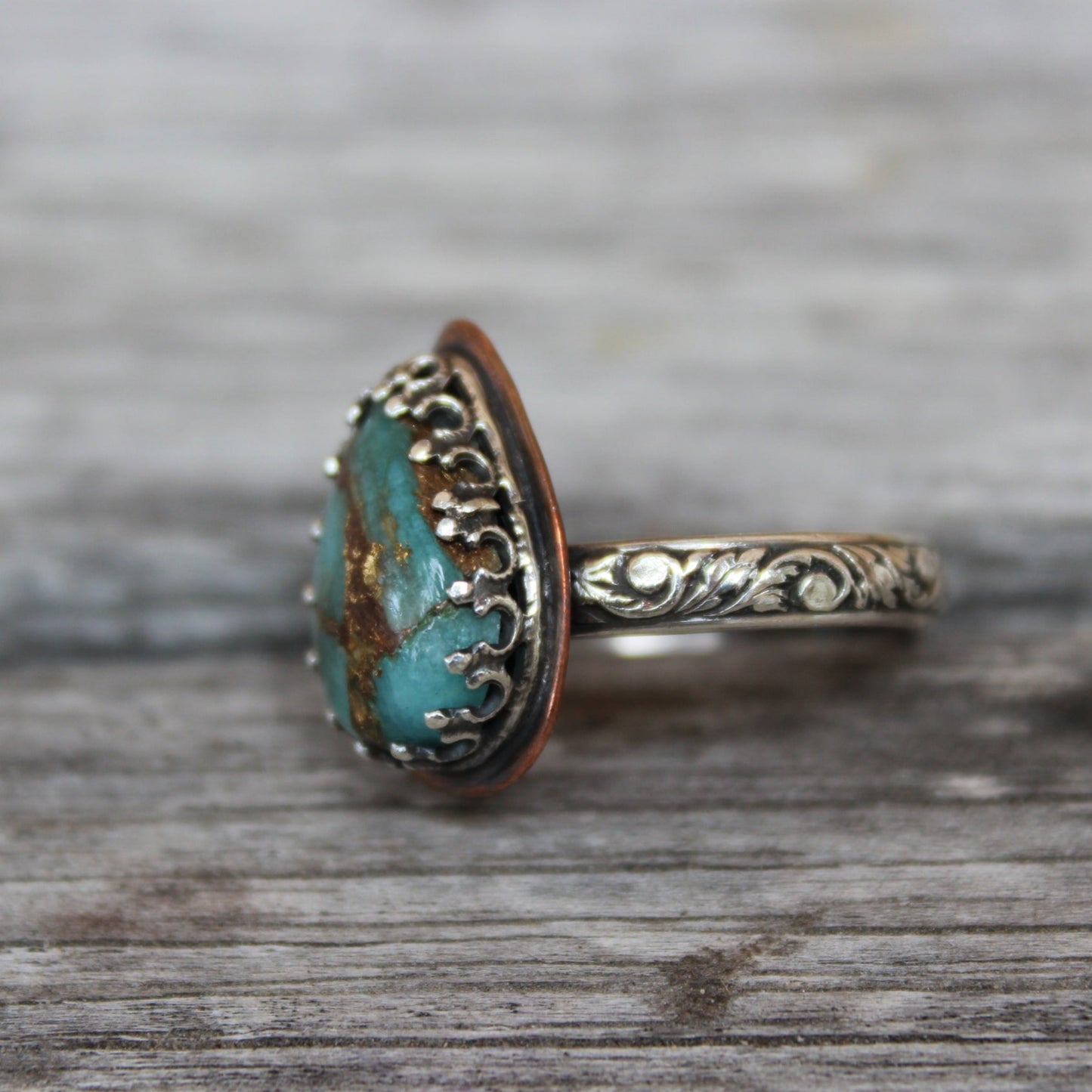 Teardrop Amazonite and Sterling Ring