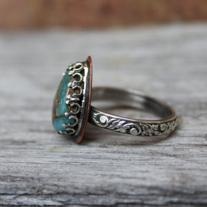 Teardrop Amazonite and Sterling Ring