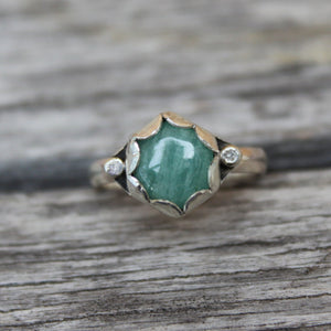 Hexagon Amazonite and Sterling Ring