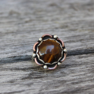 Tiger Eye Ring with Copper and Sterling