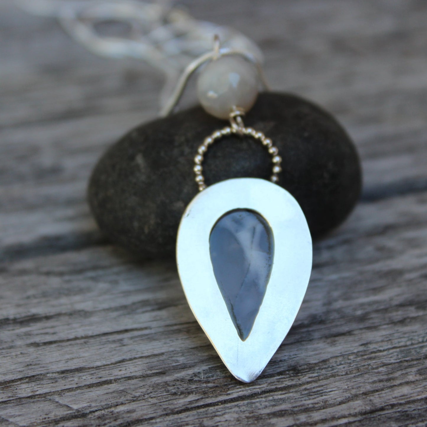 Teardrop Agate Sterling Silver Necklace