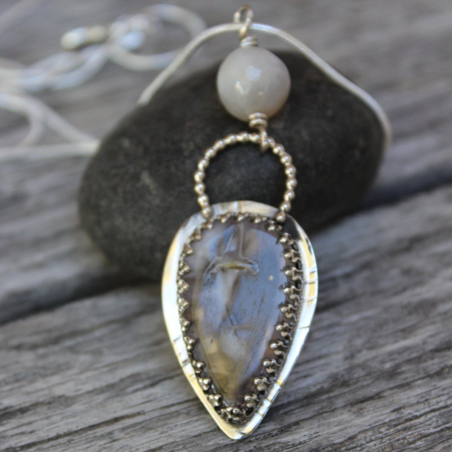 Teardrop Agate Sterling Silver Necklace