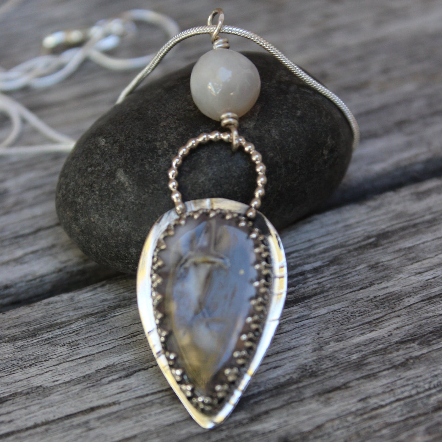 Teardrop Agate Sterling Silver Necklace