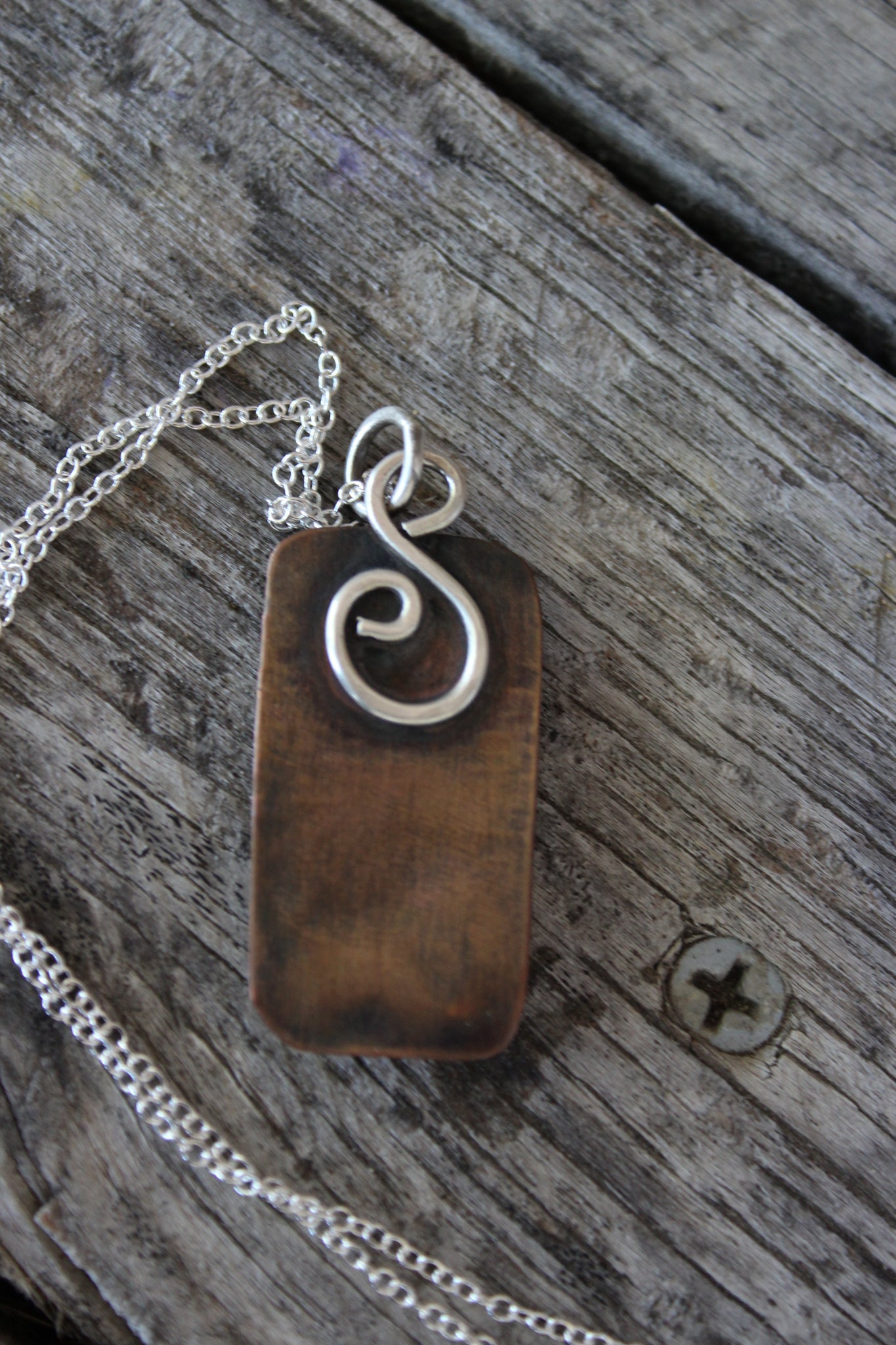 Crazy Lace Agate Pendant with Sterling Silver & Hammered Copper