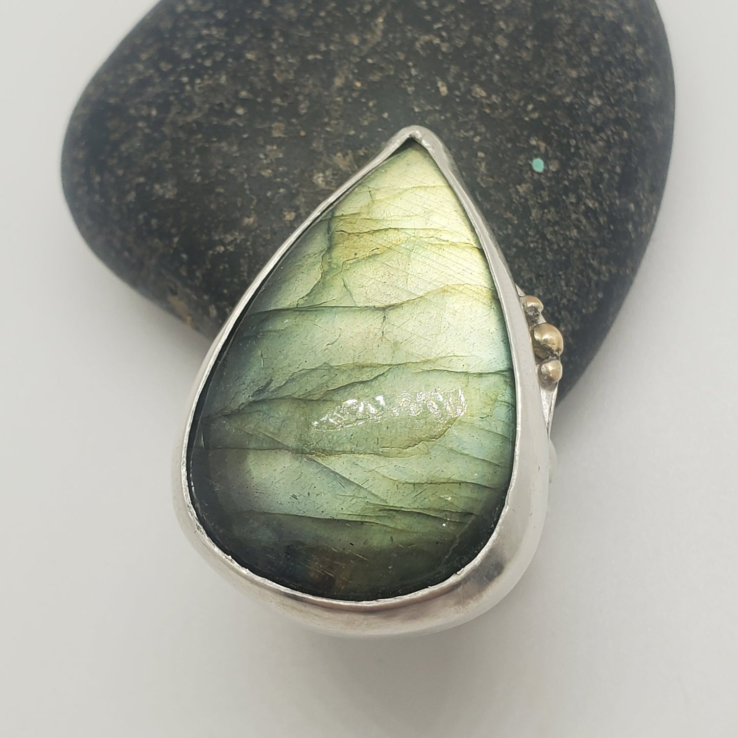 Labradorite Ring - Sterling with 14kt Gold