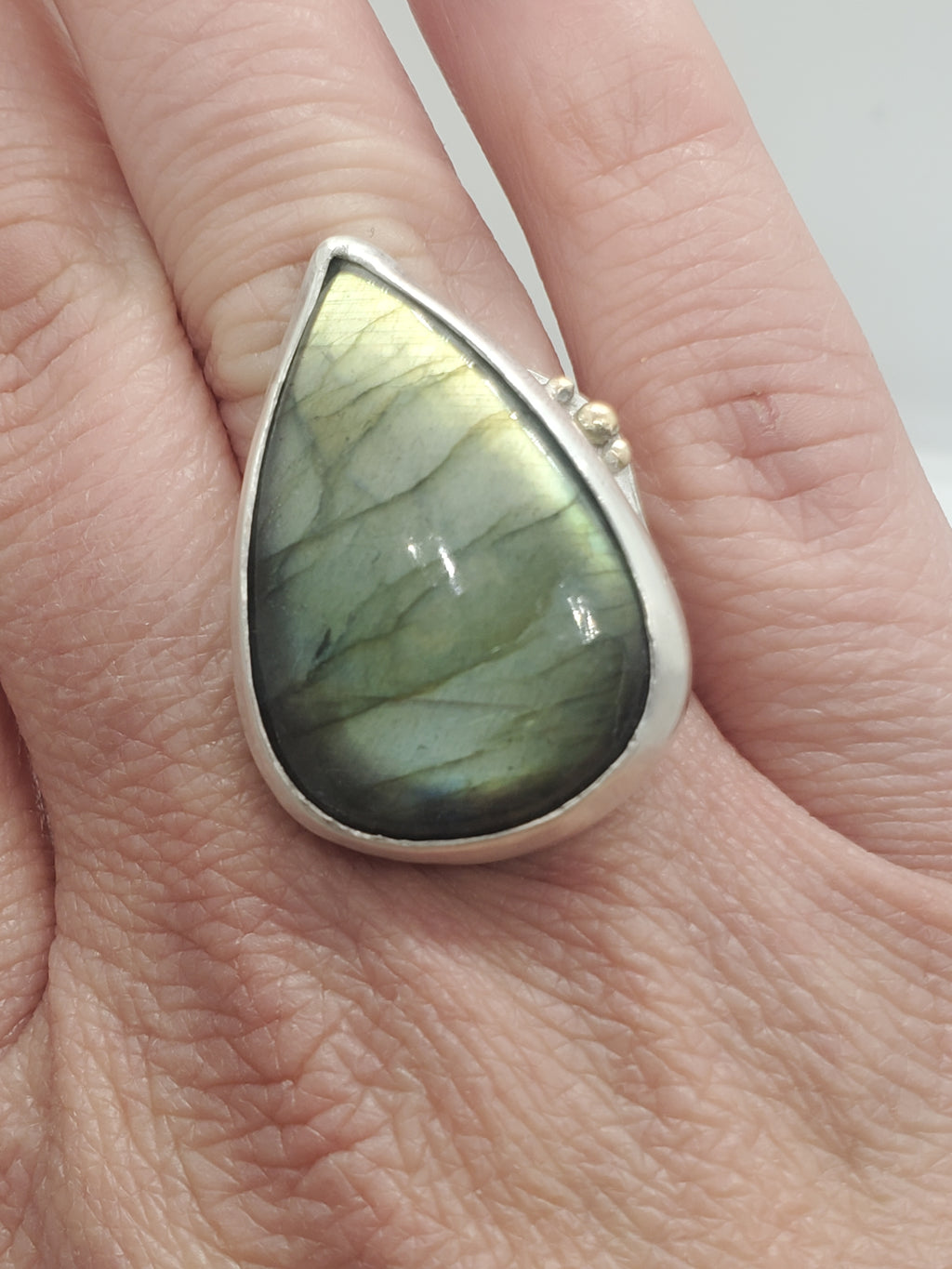 Labradorite Ring - Sterling with 14kt Gold