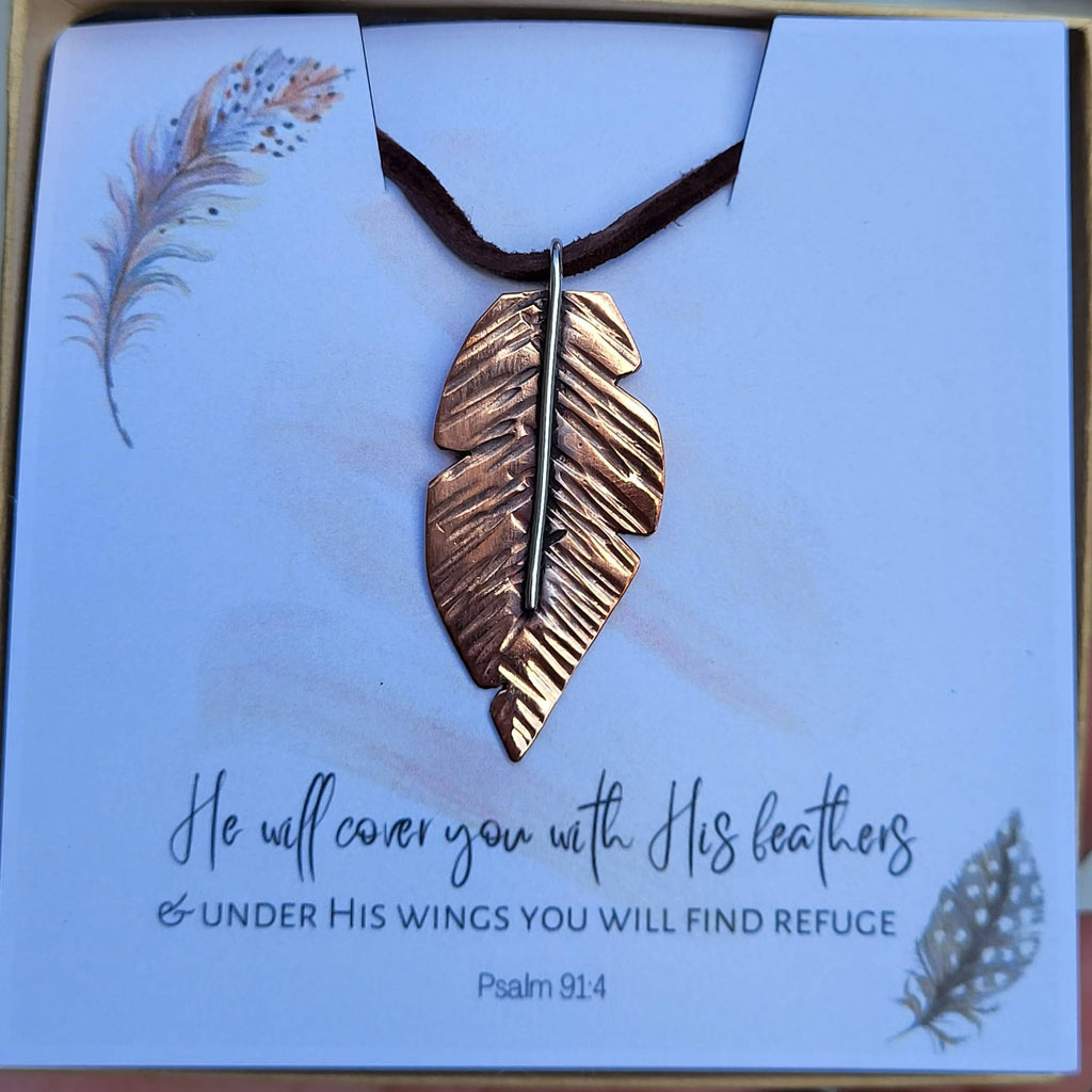 Feather Necklace - Copper and Sterling Silver