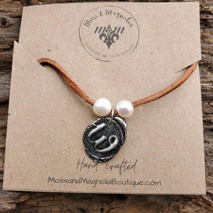 "Wax Seal" Initial Necklace - Handmade