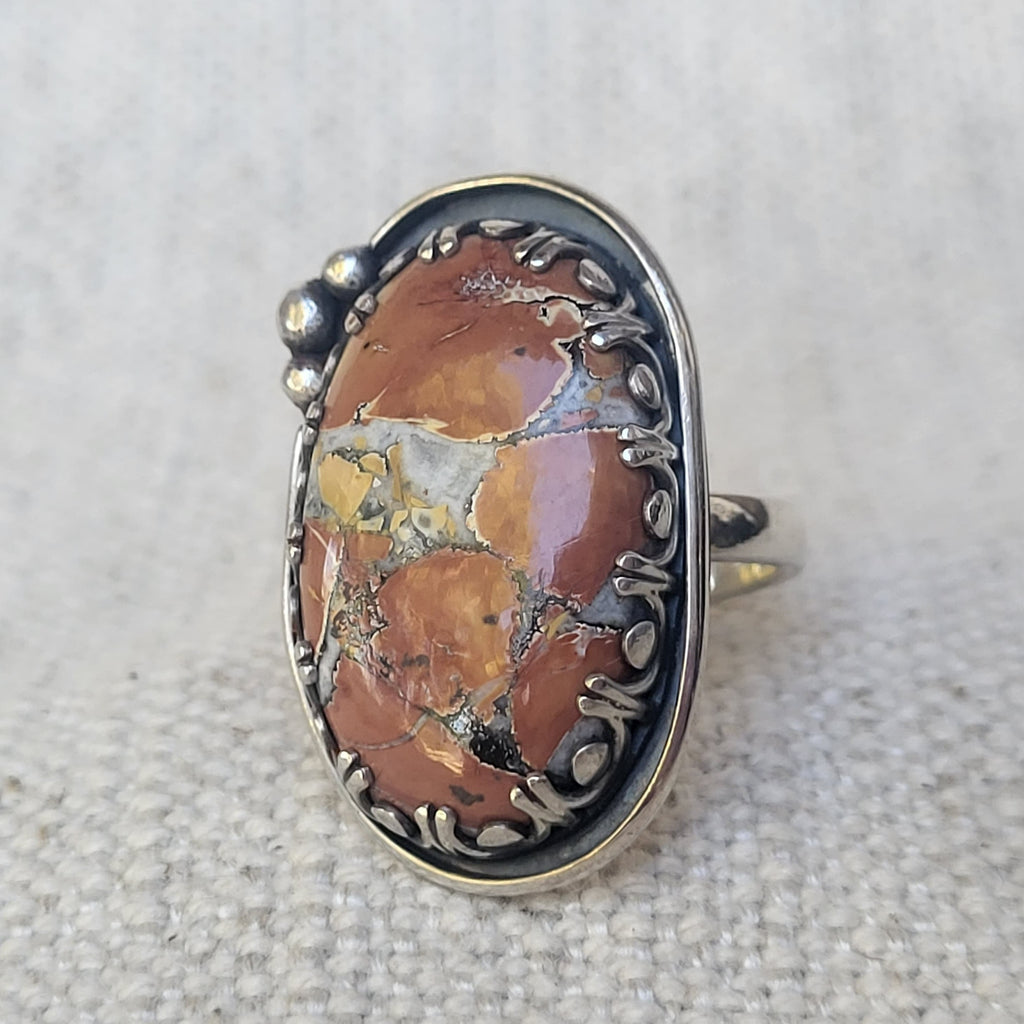 Oval Sterling & Maligano Jasper Ring