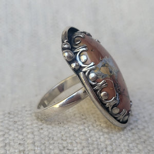 Oval Sterling & Maligano Jasper Ring