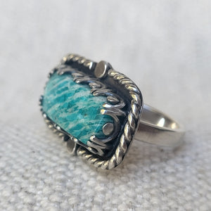 Rectangle Amazonite and Sterling Ring