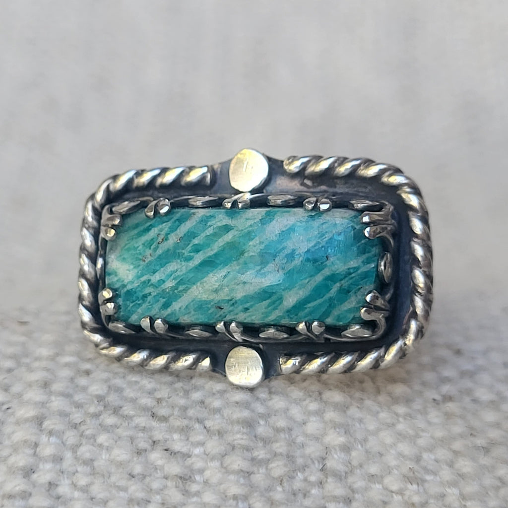 Rectangle Amazonite and Sterling Ring