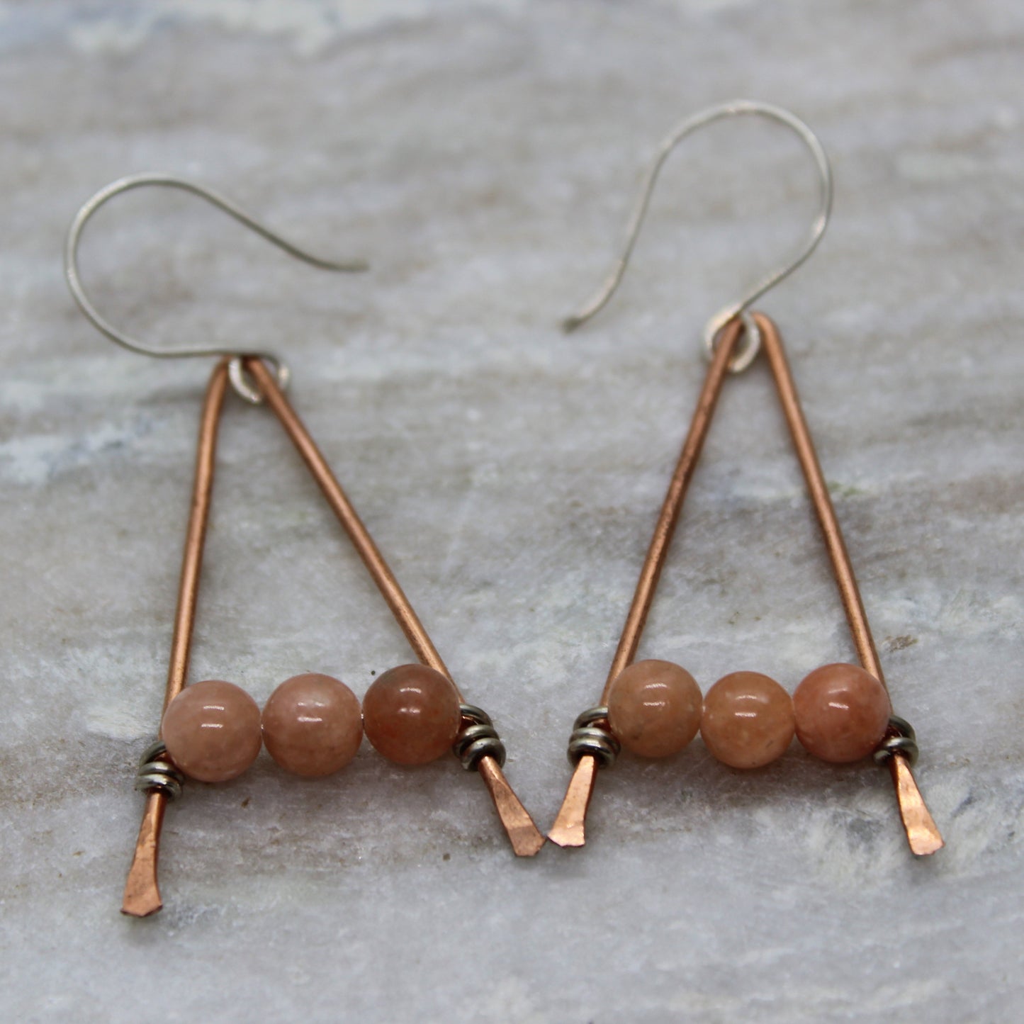 Peach Mixed Metal Dangle Earrings