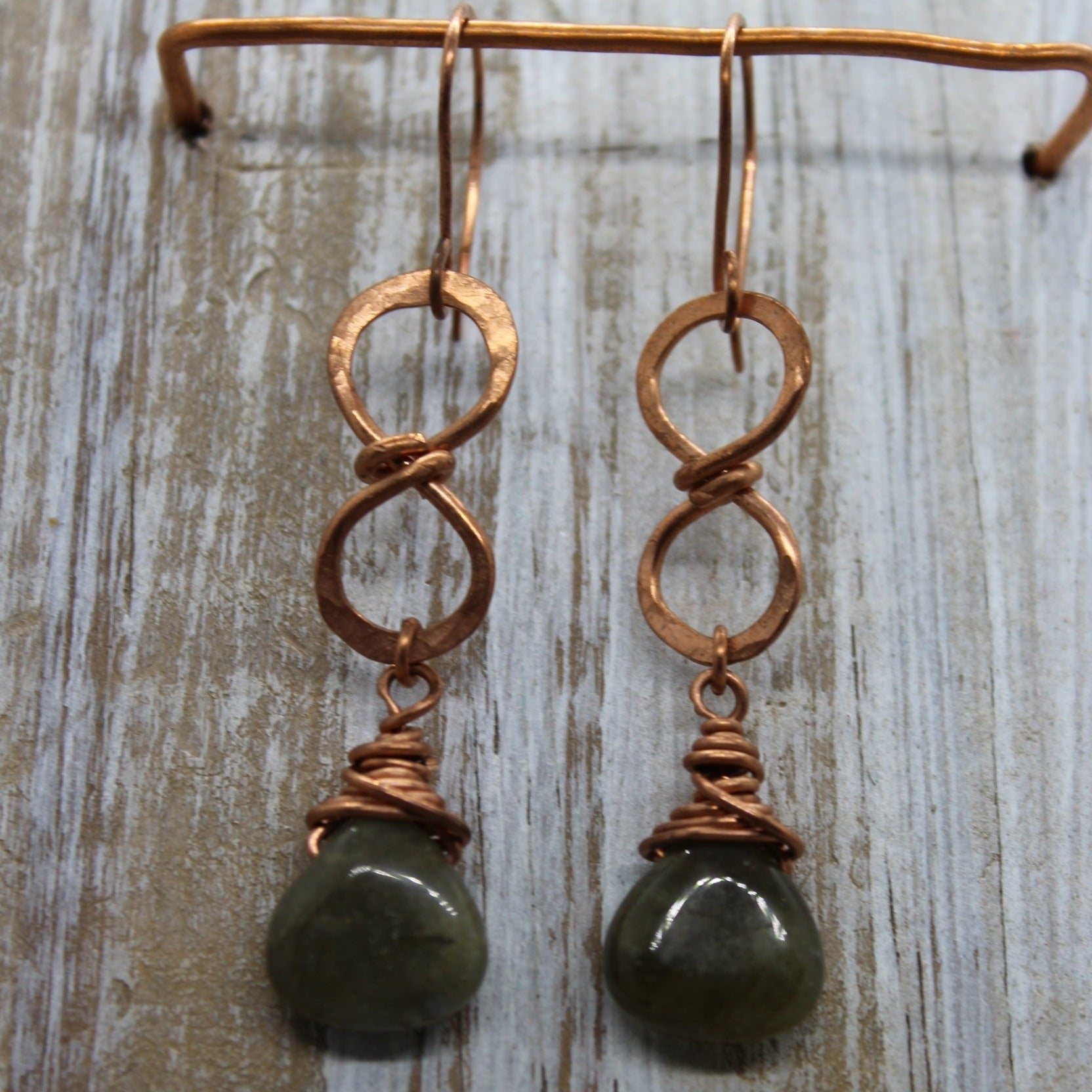 Labradorite and Copper Dangle Earrings