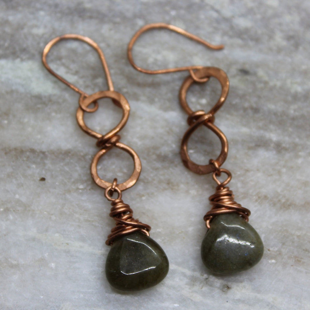 Labradorite and Copper Dangle Earrings