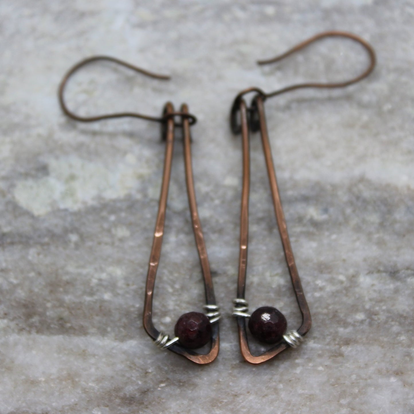 Garnet Mixed Metal Dangle Earrings