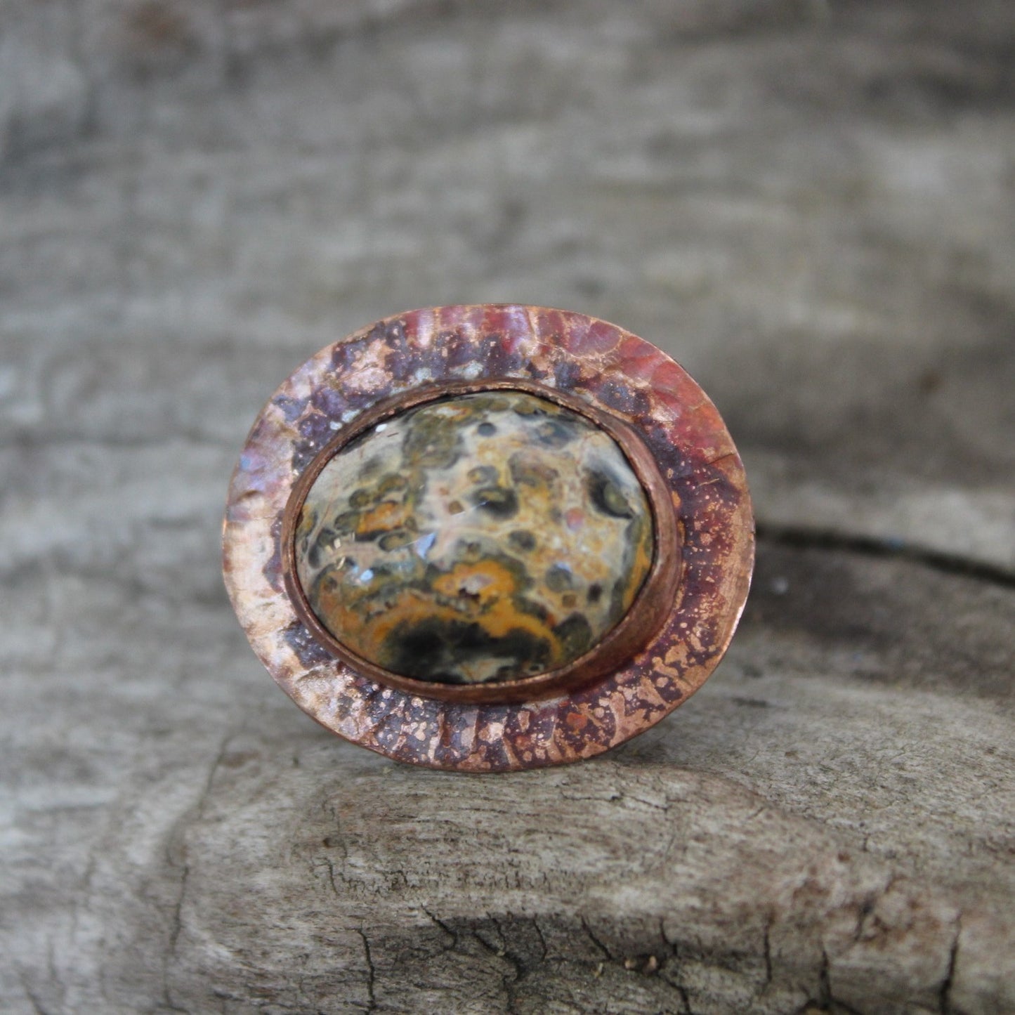 Leopard Print Jasper Copper Ring