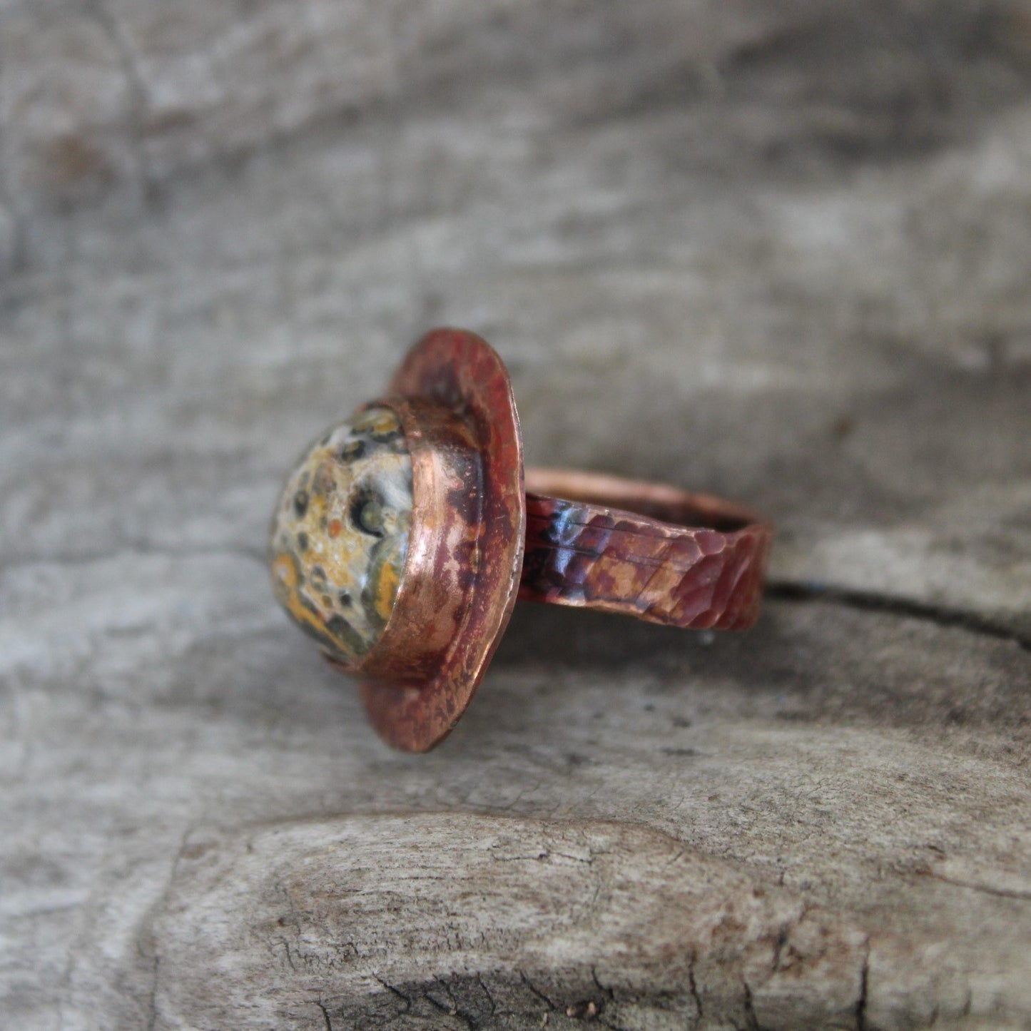 Leopard Print Jasper Copper Ring