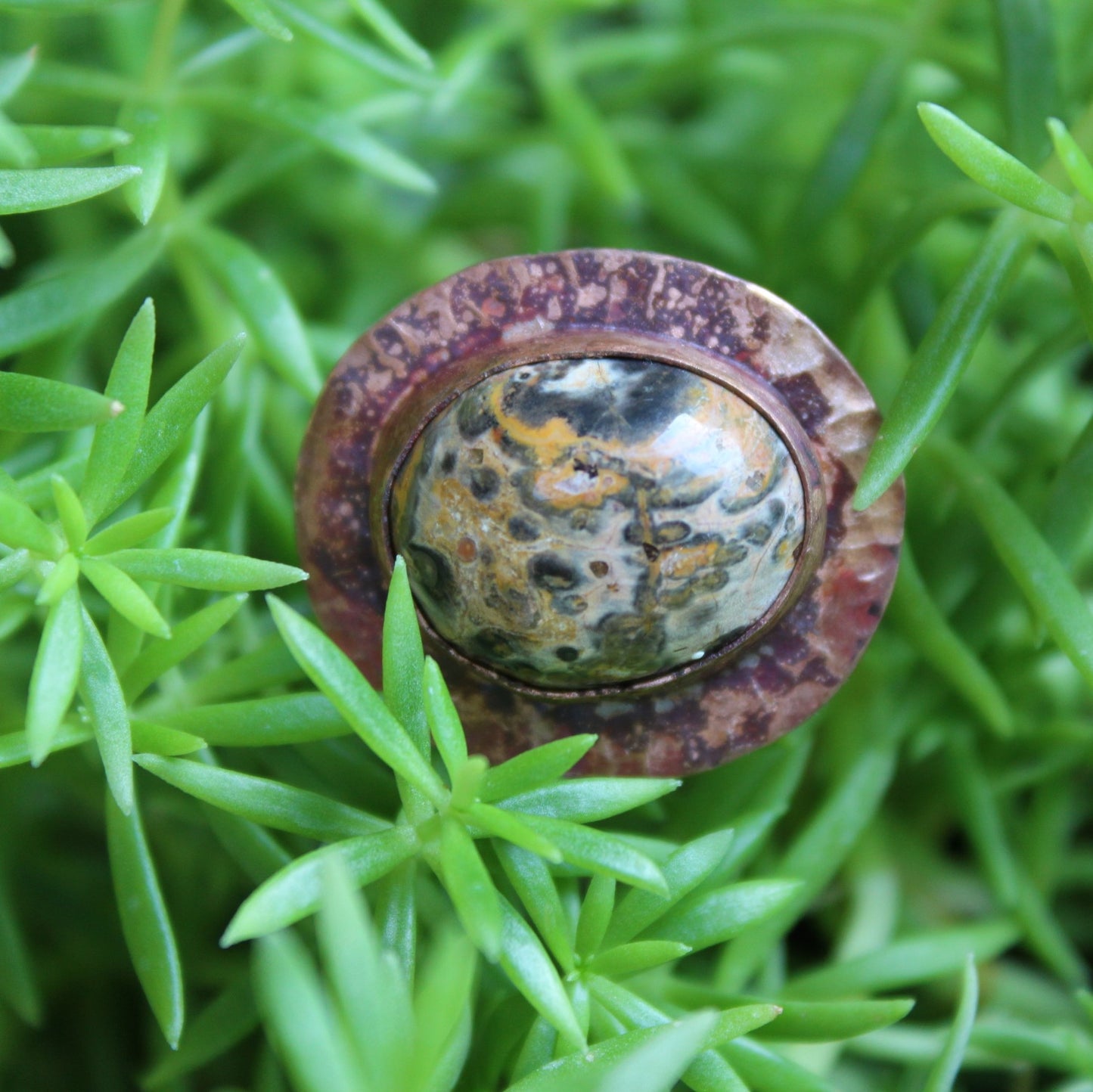 Leopard Print Jasper Copper Ring