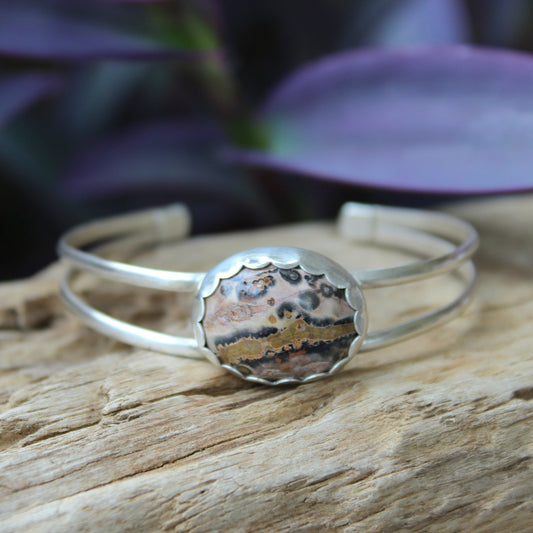 Leopard Jasper & Sterling Silver Bangle Bracelet