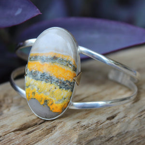 Bumblebee Jasper and Sterling Bangle Bracelet