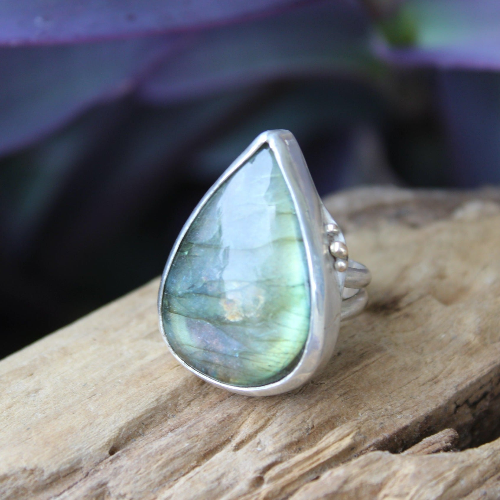 Labradorite Ring - Sterling with 14kt Gold