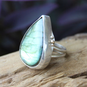 Labradorite Ring - Sterling with 14kt Gold