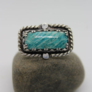 Rectangle Amazonite and Sterling Ring